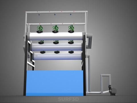 HYDROPONIC FARM PLANT AUTO WATER CYCLE TANK PUMP NOZZLE SPRAYER 3D मॉडल