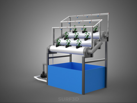 HYDROPONIC FARM PLANT AUTO WATER CYCLE TANK PUMP NOZZLE SPRAYER 3D मॉडल
