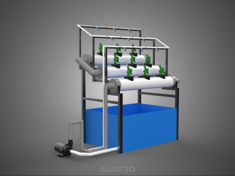 HYDROPONIC FARM PLANT AUTO WATER CYCLE TANK PUMP NOZZLE SPRAYER 3D मॉडल