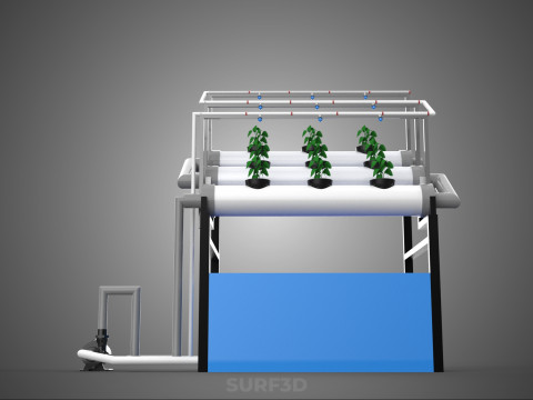 HYDROPONIC FARM PLANT AUTO WATER CYCLE TANK PUMP NOZZLE SPRAYER 3D मॉडल