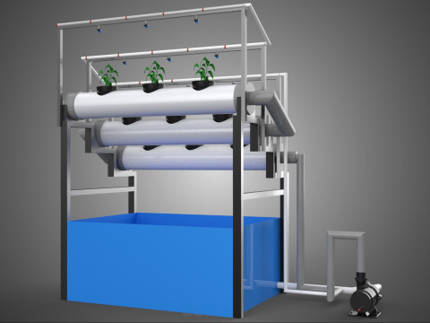 HYDROPONIC FARM PLANT AUTO WATER CYCLE TANK PUMP NOZZLE SPRAYER 3D मॉडल