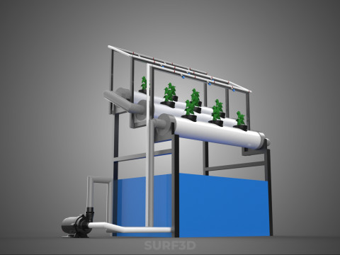 HYDROPONIC FARM PLANT AUTO WATER CYCLE TANK PUMP NOZZLE SPRAYER 3D मॉडल