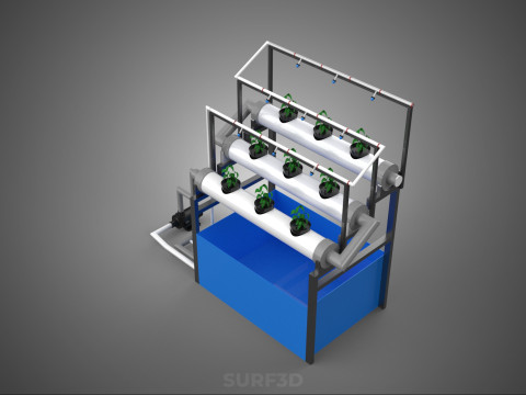 HYDROPONIC FARM PLANT AUTO WATER CYCLE TANK PUMP NOZZLE SPRAYER 3D मॉडल