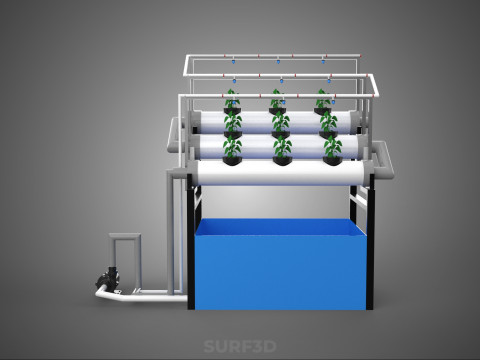 HYDROPONIC FARM PLANT AUTO WATER CYCLE TANK PUMP NOZZLE SPRAYER 3D मॉडल