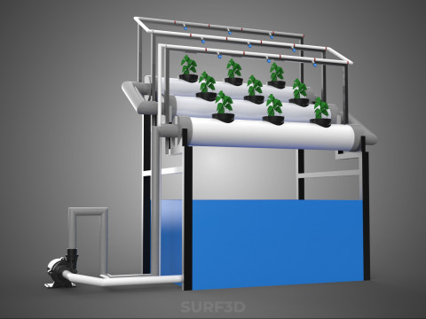 HYDROPONIC FARM PLANT AUTO WATER CYCLE TANK PUMP NOZZLE SPRAYER 3D मॉडल
