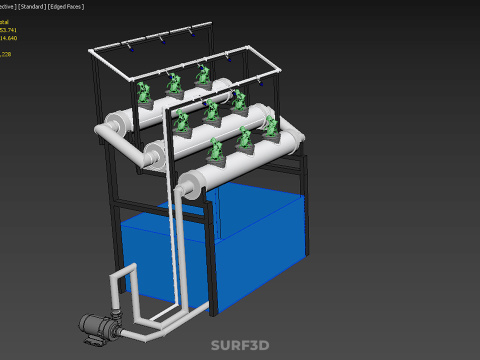HYDROPONIC FARM PLANT AUTO WATER CYCLE TANK PUMP NOZZLE SPRAYER 3D मॉडल