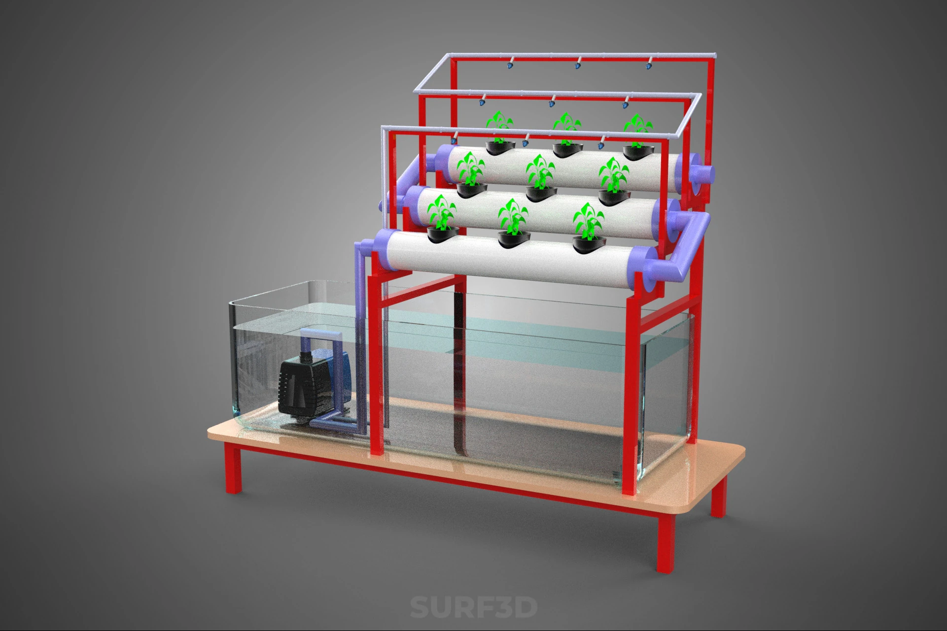 PLANT CULTIVATION HYDROPONIC WATER CYCLE TANK PUMP NOZZLE SPRAY 3D Model .c4d .max .obj .3ds .fbx .stl .blend 