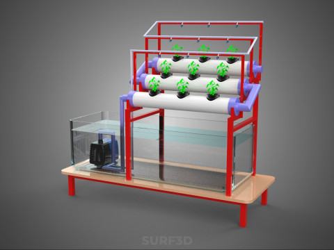 PLANT CULTIVATION HYDROPONIC WATER CYCLE TANK PUMP NOZZLE SPRAY 3D मॉडल