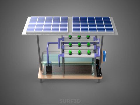 HYDROPONIC PANEL SOLAR CELL POWERED FARM PLANT WATER PUMP SPRAY 3D 模型