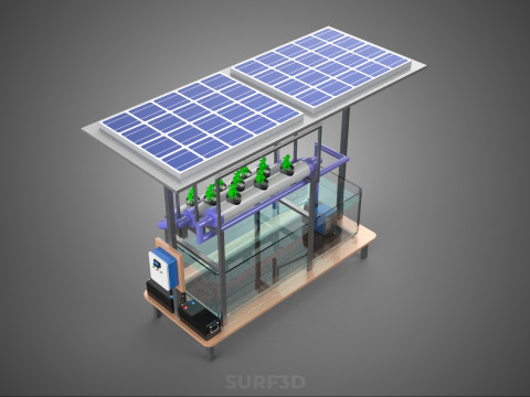 HYDROPONIC PANEL SOLAR CELL POWERED FARM PLANT WATER PUMP SPRAY 3D 模型