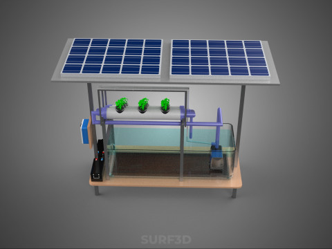 HYDROPONIC PANEL SOLAR CELL POWERED FARM PLANT WATER PUMP SPRAY 3D 模型