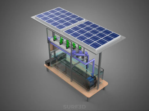 HYDROPONIC PANEL SOLAR CELL POWERED FARM PLANT WATER PUMP SPRAY 3D Model