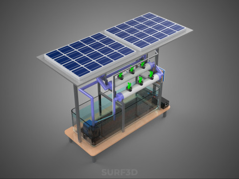 HYDROPONIC PANEL SOLAR CELL POWERED FARM PLANT WATER PUMP SPRAY 3D 模型