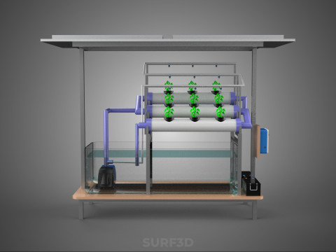 HYDROPONIC PANEL SOLAR CELL POWERED FARM PLANT WATER PUMP SPRAY 3D 模型