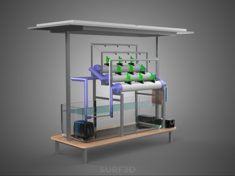 HYDROPONIC PANEL SOLAR CELL POWERED FARM PLANT WATER PUMP SPRAY 3D 模型