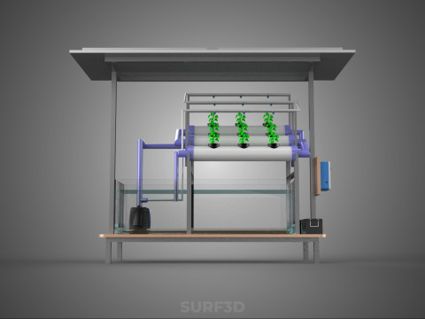 HYDROPONIC PANEL SOLAR CELL POWERED FARM PLANT WATER PUMP SPRAY 3D 模型