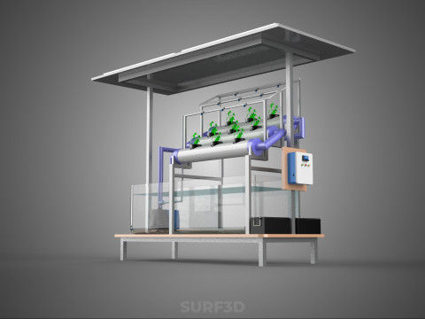 HYDROPONIC PANEL SOLAR CELL POWERED FARM PLANT WATER PUMP SPRAY 3D 模型