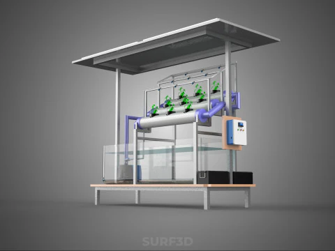 HYDROPONIC PANEL SOLAR CELL POWERED FARM PLANT WATER PUMP SPRAY 3D Model