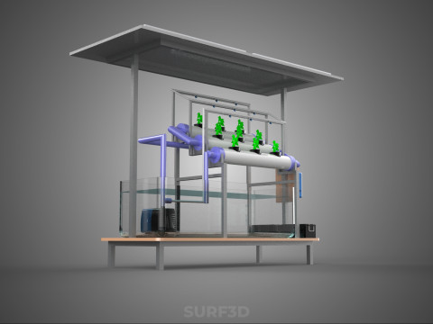 HYDROPONIC PANEL SOLAR CELL POWERED FARM PLANT WATER PUMP SPRAY 3D 模型