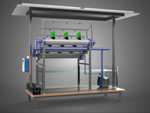 HYDROPONIC PANEL SOLAR CELL POWERED FARM PLANT WATER PUMP SPRAY 3D 模型