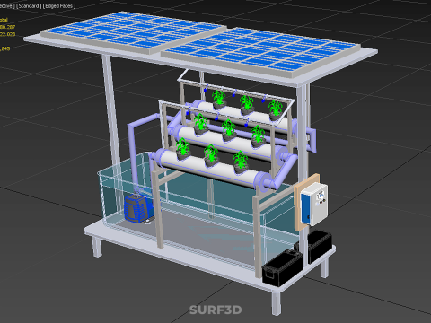 HYDROPONIC PANEL SOLAR CELL POWERED FARM PLANT WATER PUMP SPRAY 3D 模型