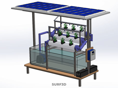 HYDROPONIC PANEL SOLAR CELL POWERED FARM PLANT WATER PUMP SPRAY 3D 模型