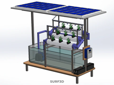 HYDROPONIC PANEL SOLAR CELL POWERED FARM PLANT WATER PUMP SPRAY 3D Model