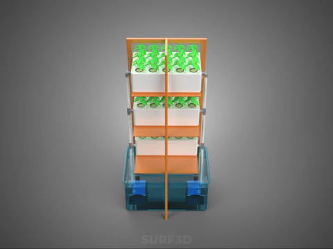 VERTICAL HYDROPONIC SOILLESS PLANT GROWTH WATER TANK RESERVOIR 3D Model