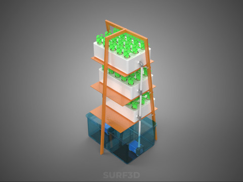 VERTICAL HYDROPONIC SOILLESS PLANT GROWTH WATER TANK RESERVOIR 3D Model