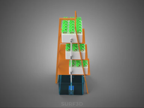 VERTICAL HYDROPONIC SOILLESS PLANT GROWTH WATER TANK RESERVOIR 3D Model