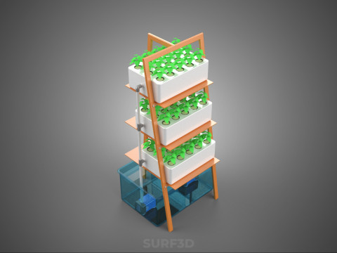 VERTICAL HYDROPONIC SOILLESS PLANT GROWTH WATER TANK RESERVOIR 3D Model