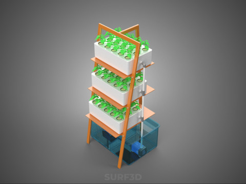VERTICAL HYDROPONIC SOILLESS PLANT GROWTH WATER TANK RESERVOIR 3D Model