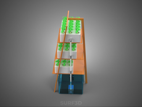 VERTICAL HYDROPONIC SOILLESS PLANT GROWTH WATER TANK RESERVOIR 3D Model