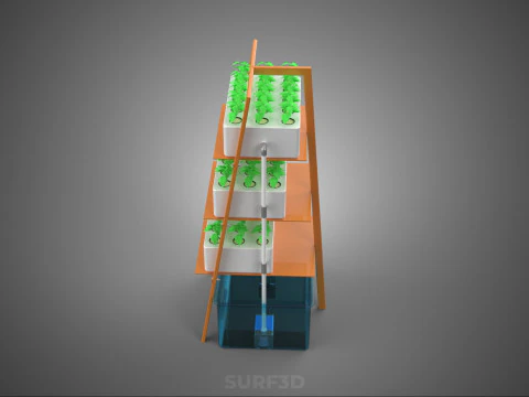 VERTICAL HYDROPONIC SOILLESS PLANT GROWTH WATER TANK RESERVOIR 3D Model