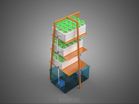 VERTICAL HYDROPONIC SOILLESS PLANT GROWTH WATER TANK RESERVOIR 3D Model