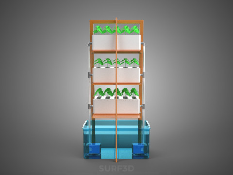 VERTICAL HYDROPONIC SOILLESS PLANT GROWTH WATER TANK RESERVOIR 3D Model