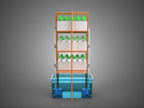 VERTICAL HYDROPONIC SOILLESS PLANT GROWTH WATER TANK RESERVOIR 3D Model