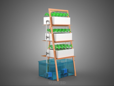 VERTICAL HYDROPONIC SOILLESS PLANT GROWTH WATER TANK RESERVOIR 3D Model
