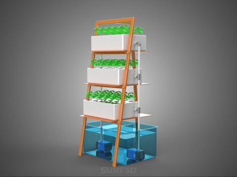 VERTICAL HYDROPONIC SOILLESS PLANT GROWTH WATER TANK RESERVOIR 3D Model