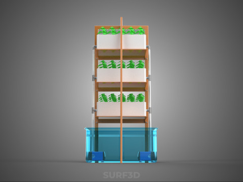 VERTICAL HYDROPONIC SOILLESS PLANT GROWTH WATER TANK RESERVOIR 3D Model