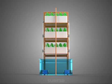 VERTICAL HYDROPONIC SOILLESS PLANT GROWTH WATER TANK RESERVOIR 3D Model