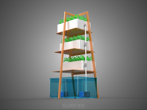 VERTICAL HYDROPONIC SOILLESS PLANT GROWTH WATER TANK RESERVOIR 3D Model