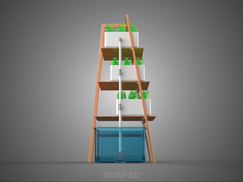 VERTICAL HYDROPONIC SOILLESS PLANT GROWTH WATER TANK RESERVOIR 3D Model