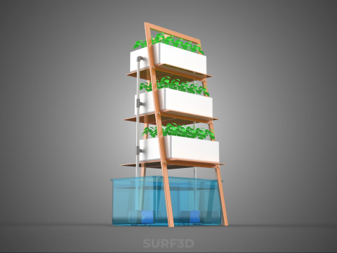 VERTICAL HYDROPONIC SOILLESS PLANT GROWTH WATER TANK RESERVOIR 3D Model