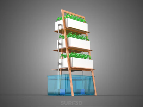 VERTICAL HYDROPONIC SOILLESS PLANT GROWTH WATER TANK RESERVOIR 3D Model