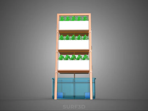 VERTICAL HYDROPONIC SOILLESS PLANT GROWTH WATER TANK RESERVOIR 3D Model
