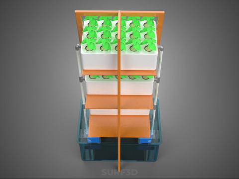 VERTICAL HYDROPONIC SOILLESS PLANT GROWTH WATER TANK RESERVOIR 3D Model