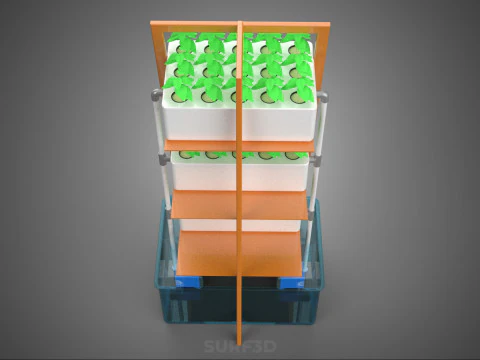 VERTICAL HYDROPONIC SOILLESS PLANT GROWTH WATER TANK RESERVOIR 3D Model