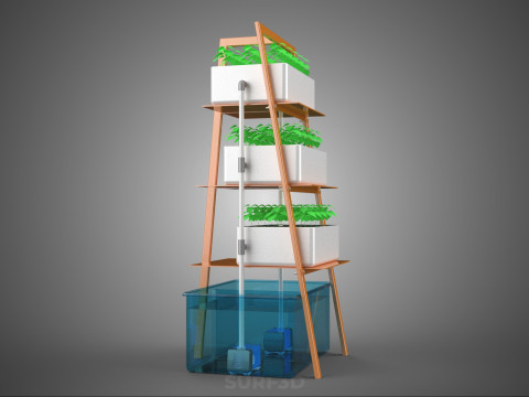 VERTICAL HYDROPONIC SOILLESS PLANT GROWTH WATER TANK RESERVOIR 3D Model