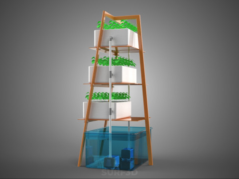 VERTICAL HYDROPONIC SOILLESS PLANT GROWTH WATER TANK RESERVOIR 3D Model